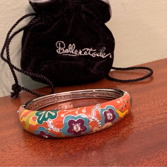 Belle Etoile 925 Italian Crystal and Enamel Hinged Bracelet Retail $475